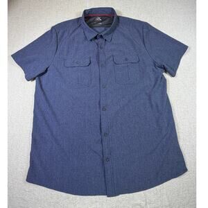 ZeroXposur Men 2XL Blue Short Sleeve Button Front Travel Series Performance Top
